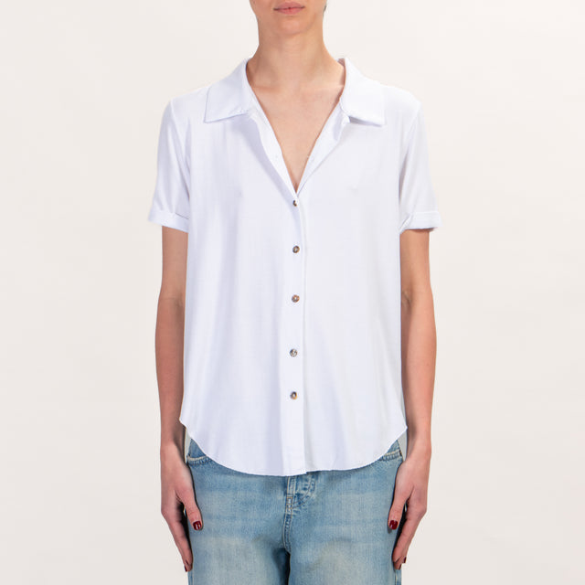 Zeroassoluto-Camicia CARLY mezza manica in jersey - bianco