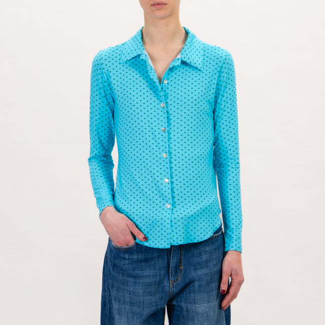 Zeroassoluto-Camicia CHARLY jersey pois - turchese/verde