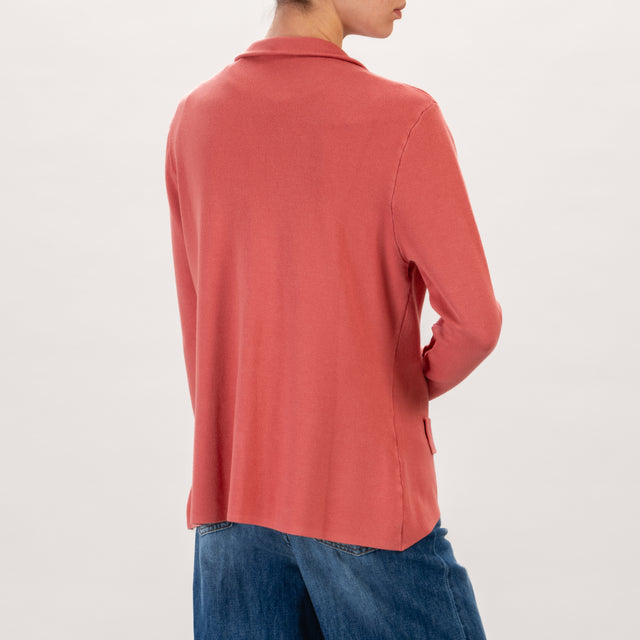 Zeroassoluto-Giacca in maglia un bottone - rosa deserto