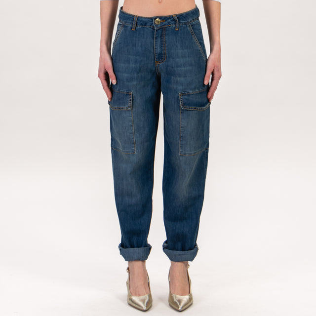 Zeroassoluto-Jeans JANE cargo tela light - denim