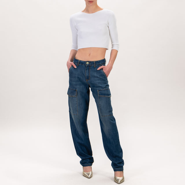 Zeroassoluto-Jeans JANE cargo tela light - denim