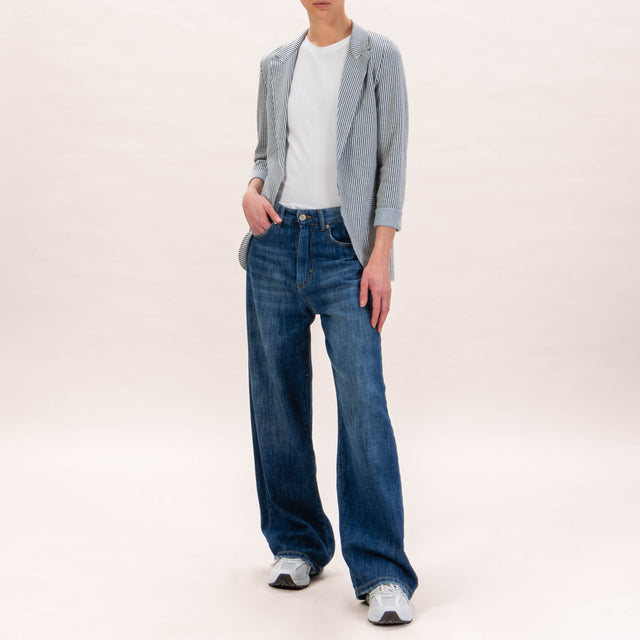 Zeroassoluto-Giacca JIN elasticizzata - righe lurex bianco/jeans