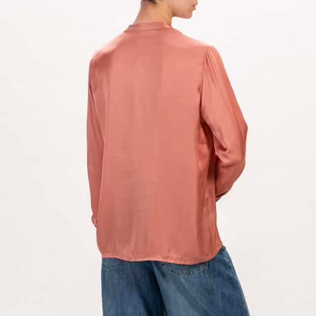 Zeroassoluto-Camicia LEA collo coreana in satin - blush