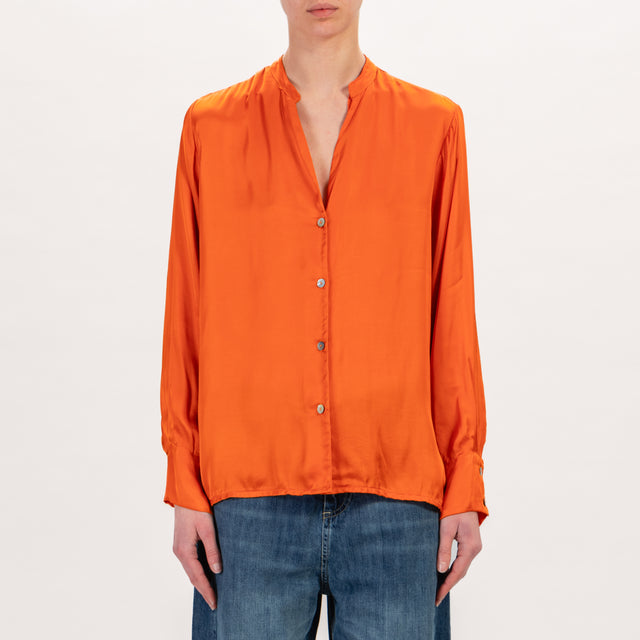 Zeroassoluto-Camicia LEA collo coreana in satin - orange
