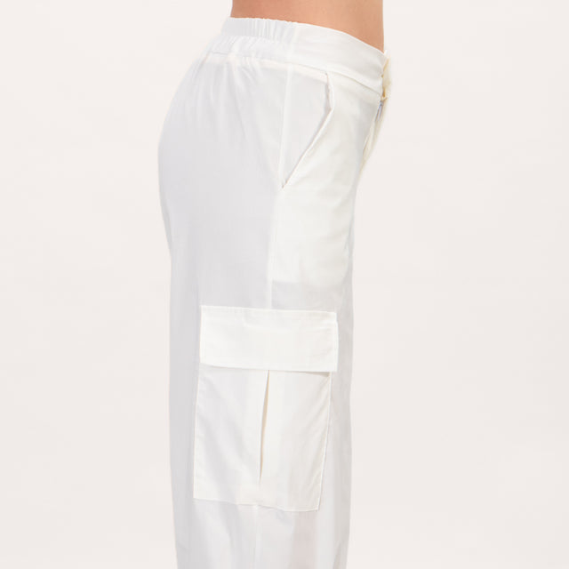 Zeroassoluto-Pantalone LORIS cargo con elastico - off white