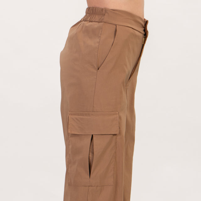 Zeroassoluto-Pantalone LORIS cargo con elastico - biscotto