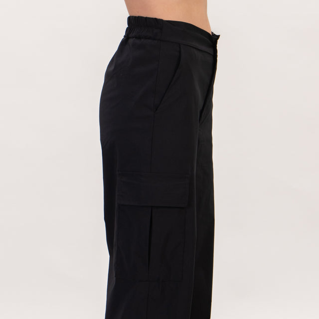 Zeroassoluto-Pantalone LORIS cargo con elastico - Nero