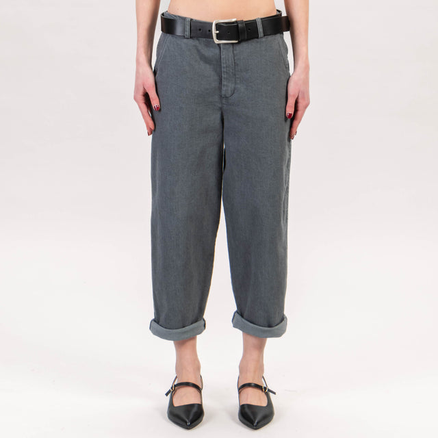 Zeroassoluto-Pantalone LORY baggy tela jeans - denim grigio