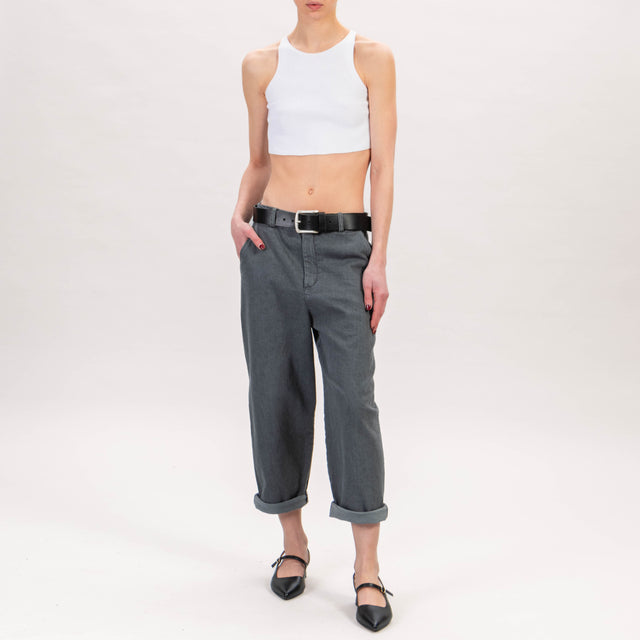 Zeroassoluto-Pantalone LORY baggy tela jeans - denim grigio