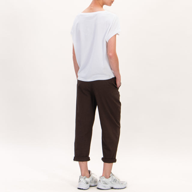 Zeroassoluto-Pantalone LORY baggy elasticizzato - moro