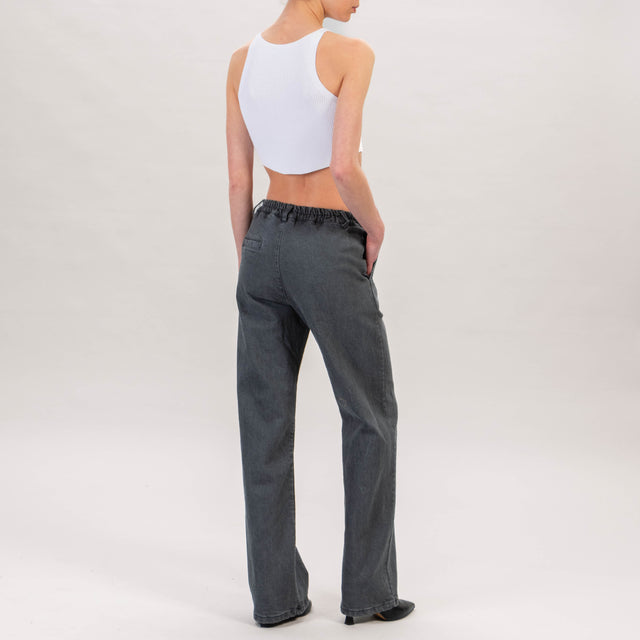 Zeroassoluto-Pantalone LUCE palazzo tela jeans - denim grigio