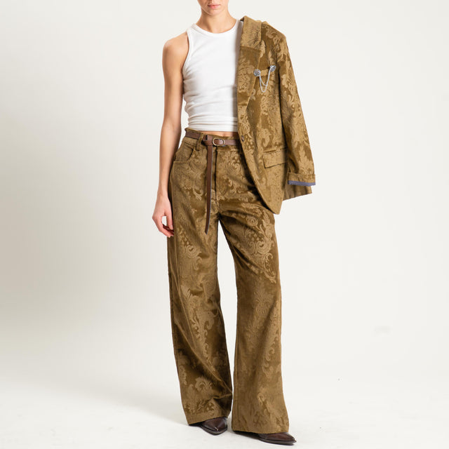 Philia Loft-Pantalone velluto damascato - olio