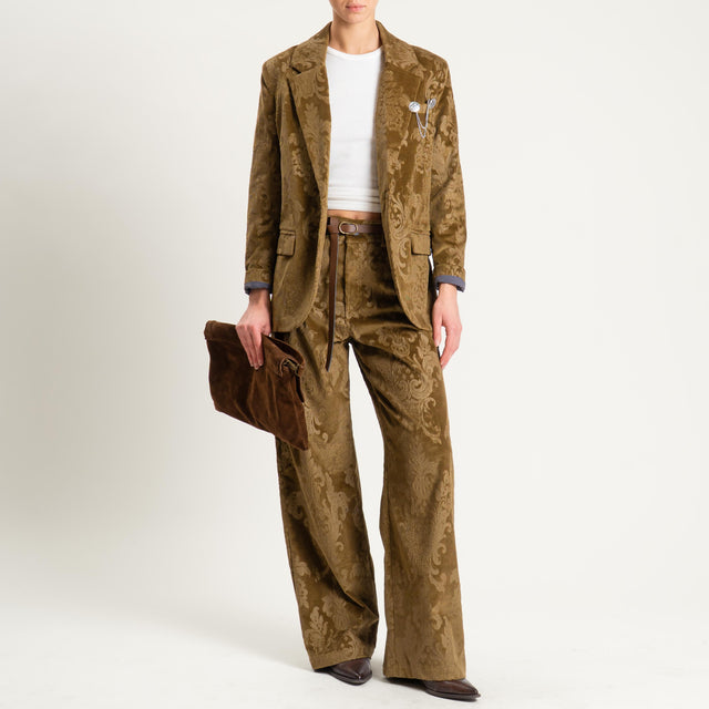 Philia Loft-Pantalone velluto damascato - olio