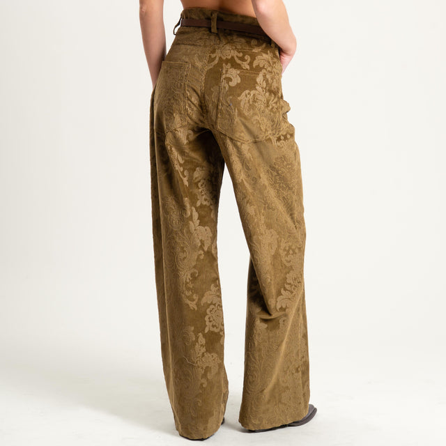 Philia Loft-Pantalone velluto damascato - olio
