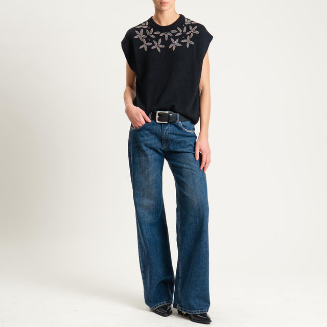 Philia Loft-Maglia smanicato misto cashmere - nero