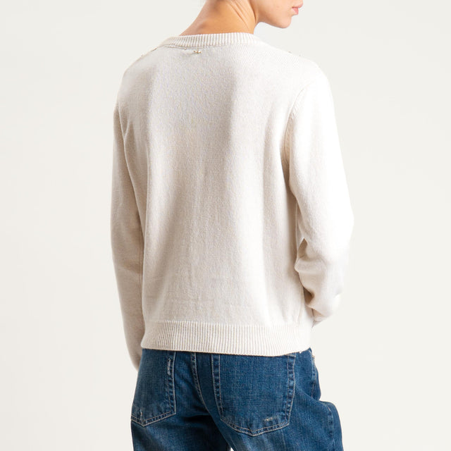 Philia Loft-Maglia girocollo con applicazioni - panna