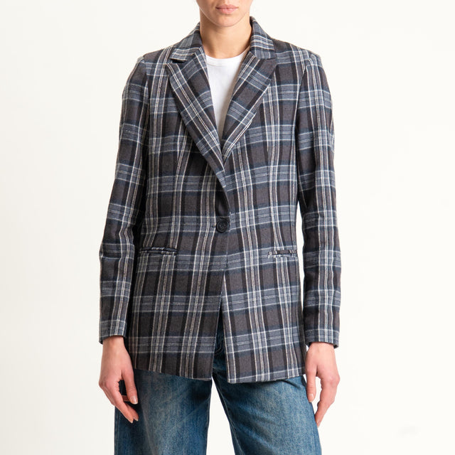 Philia Loft-Giacca check un bottone - moro/grigio/burro