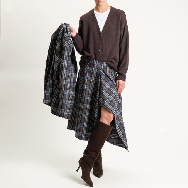 Philia Loft-Gonna check spacco davanti - moro/grigio/burro