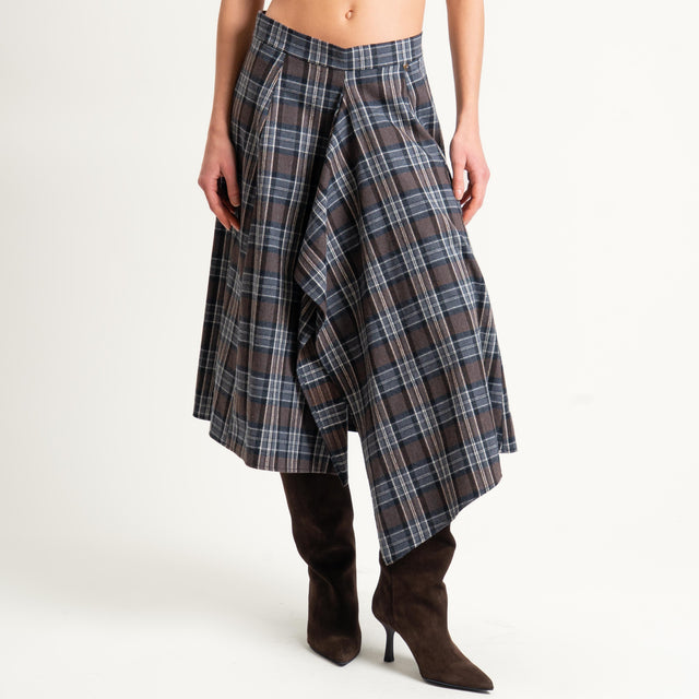 Philia Loft-Gonna check spacco davanti - moro/grigio/burro