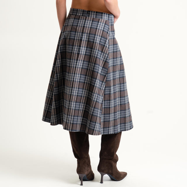 Philia Loft-Gonna check spacco davanti - moro/grigio/burro