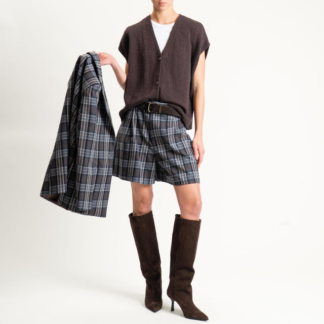 Philia Loft-Shorts check con pinces - moro/grigio/burro