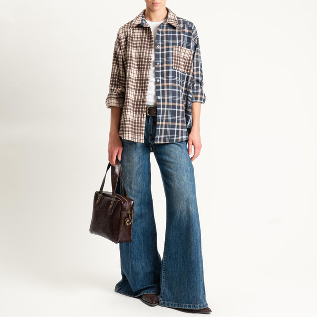 Philia Loft-Camicia check flanella - grigio/moro/sand