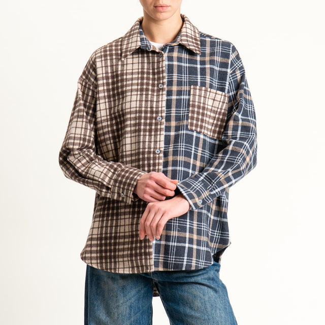 Philia Loft-Camicia check flanella - grigio/moro/sand