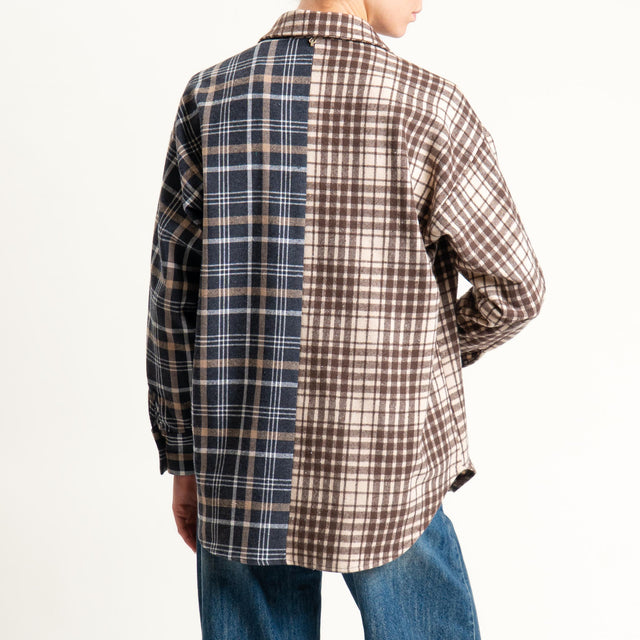 Philia Loft-Camicia check flanella - grigio/moro/sand