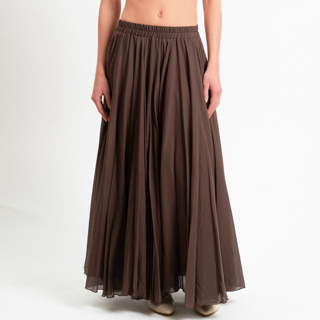 Philia Loft-Gonna mussola elastico in vita - cioccolato