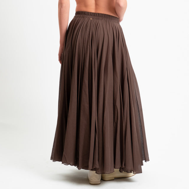 Philia Loft-Gonna mussola elastico in vita - cioccolato
