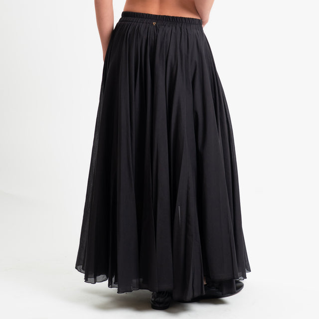 Philia Loft-Gonna mussola elastico in vita - nero