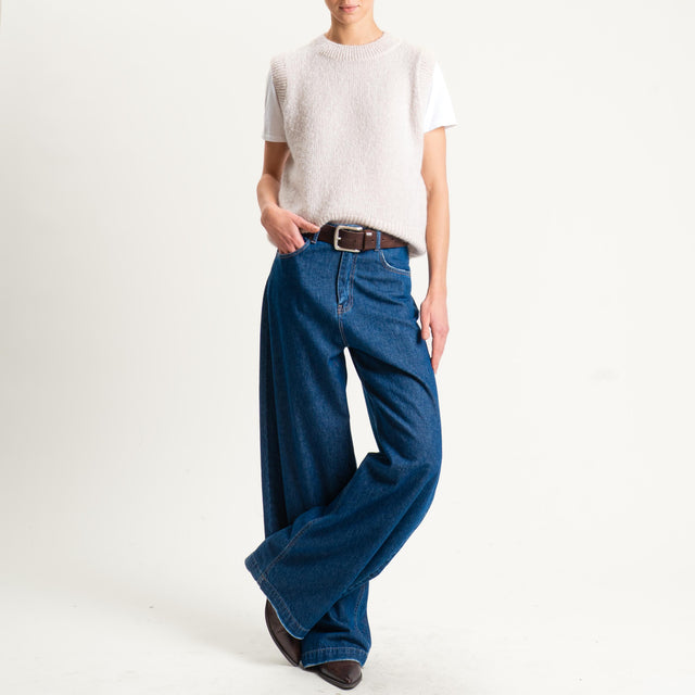 Philia Loft-Maglia smanicata misto mohair - panna