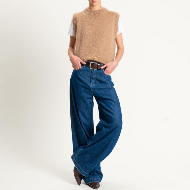 Philia Loft-Maglia smanicata misto mohair - camel