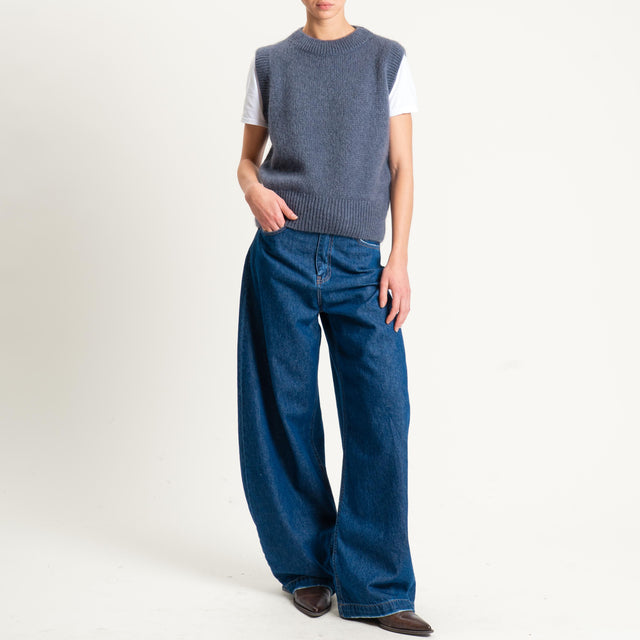 Philia Loft-Maglia smanicata misto mohair - piombo