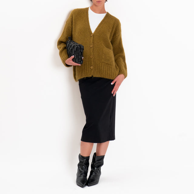 Philia loft-Cardigan mohair con tasche - olio