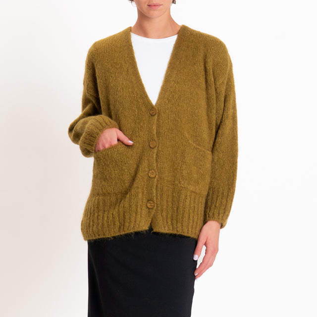 Philia loft-Cardigan mohair con tasche - olio