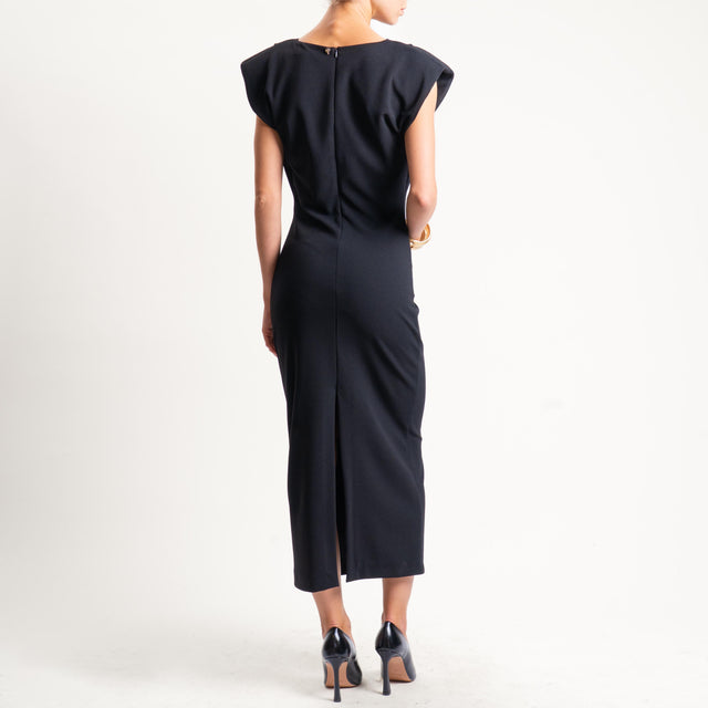 Philia Loft-Abito scuba crêpe con arricciatura - nero