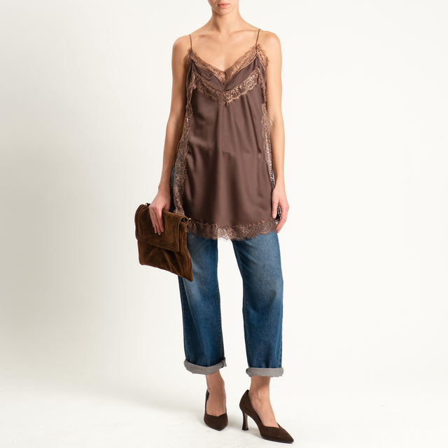 Philia Loft-Top con pizzo - cioccolato