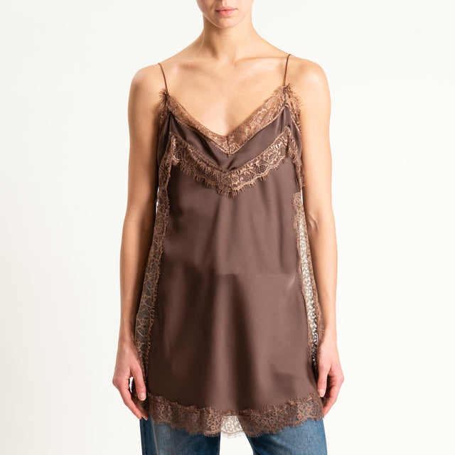 Philia Loft-Top con pizzo - cioccolato