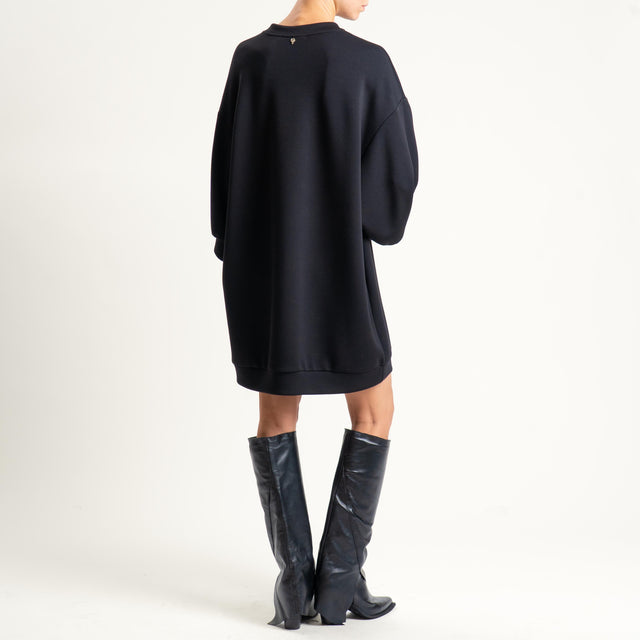 Philia Loft-Abito neoprene con spilla - nero