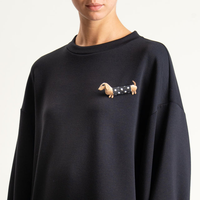 Philia Loft-Abito neoprene con spilla - nero