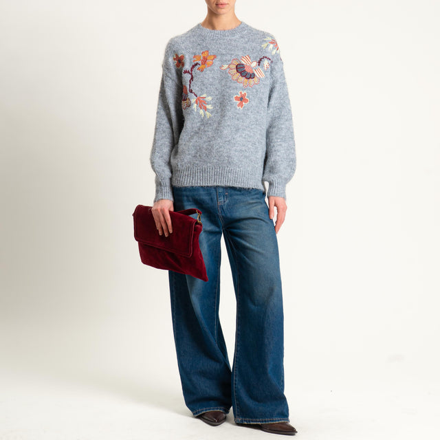 Philia Loft-Maglia fantasia floreale misto lana - grigio