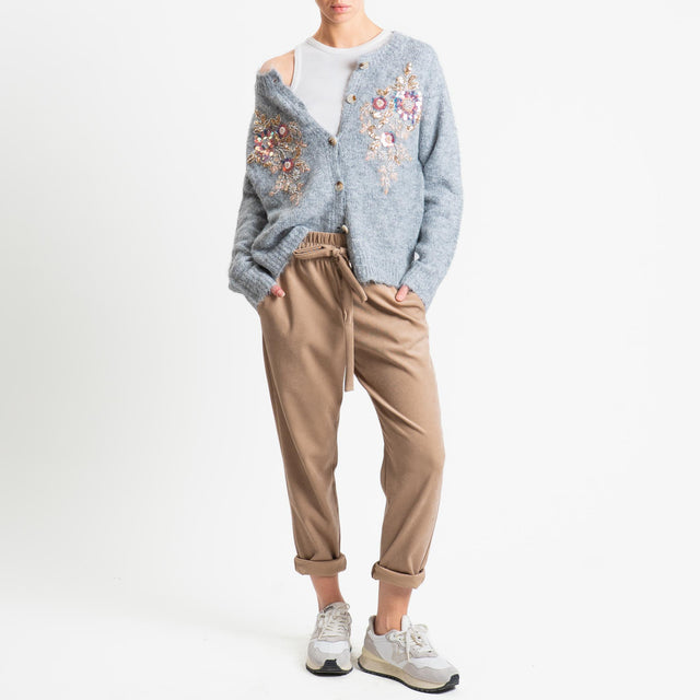 Philia Loft-Maglia misto lana con ricami - grigio