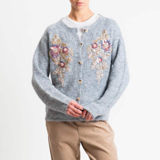 Philia Loft-Maglia misto lana con ricami - grigio