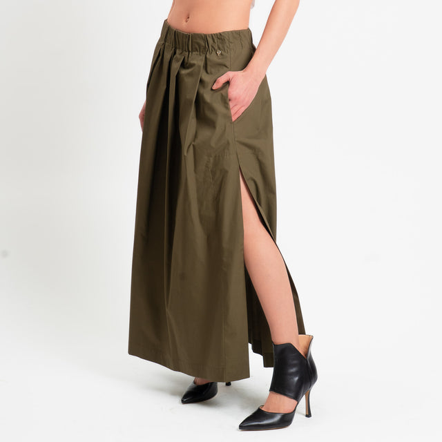 Philia Loft-Gonna pieghe in popeline di cotone - militare