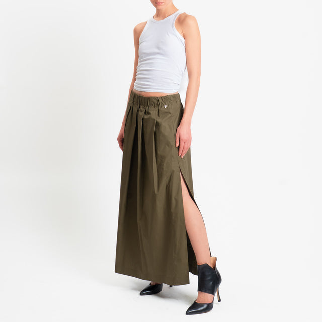 Philia Loft-Gonna pieghe in popeline di cotone - militare