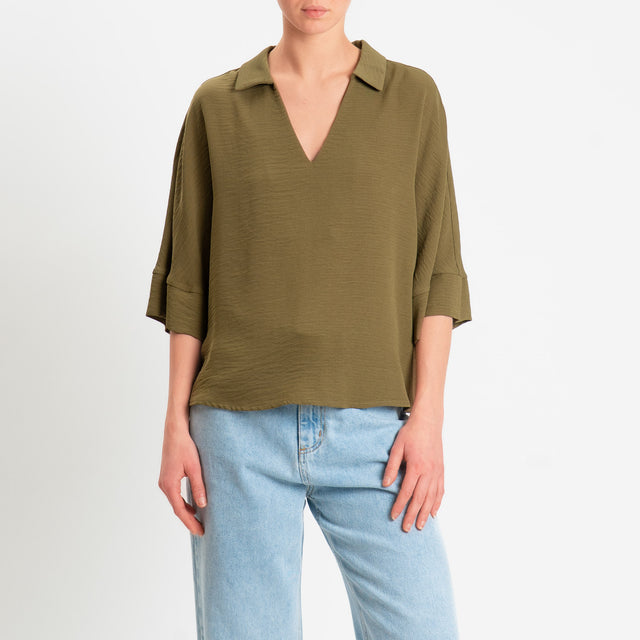 Philia Loft-Blusa scollo v - militare