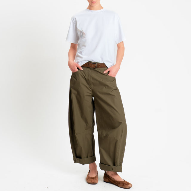 Philia Loft-Pantalone barrel in popeline di cotone - militare