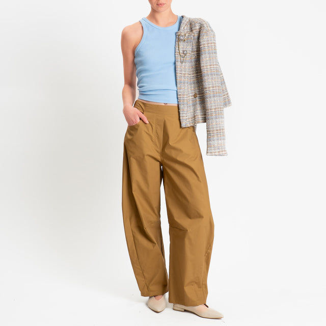 Philia Loft-Pantalone barrel in popeline - cognac