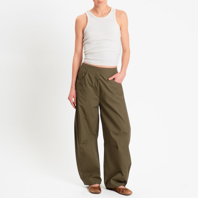 Philia Loft-Pantalone barrel in popeline - militare